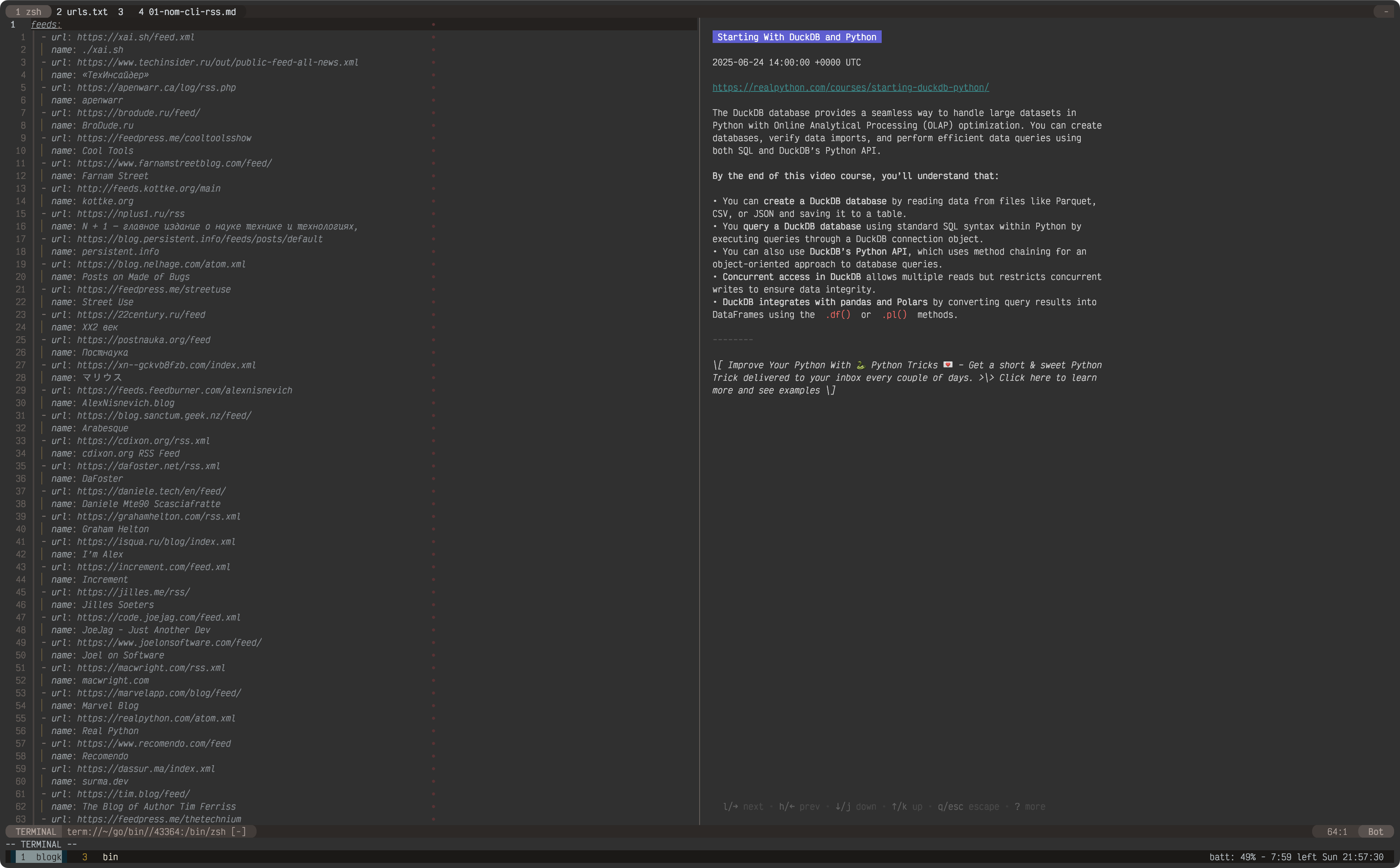 tui rss reader nom